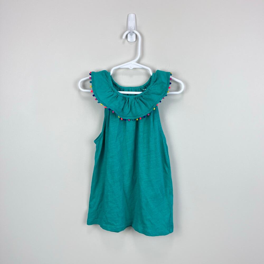 Mini Boden Charlie Pom Jersey Tank Top Green 7-8